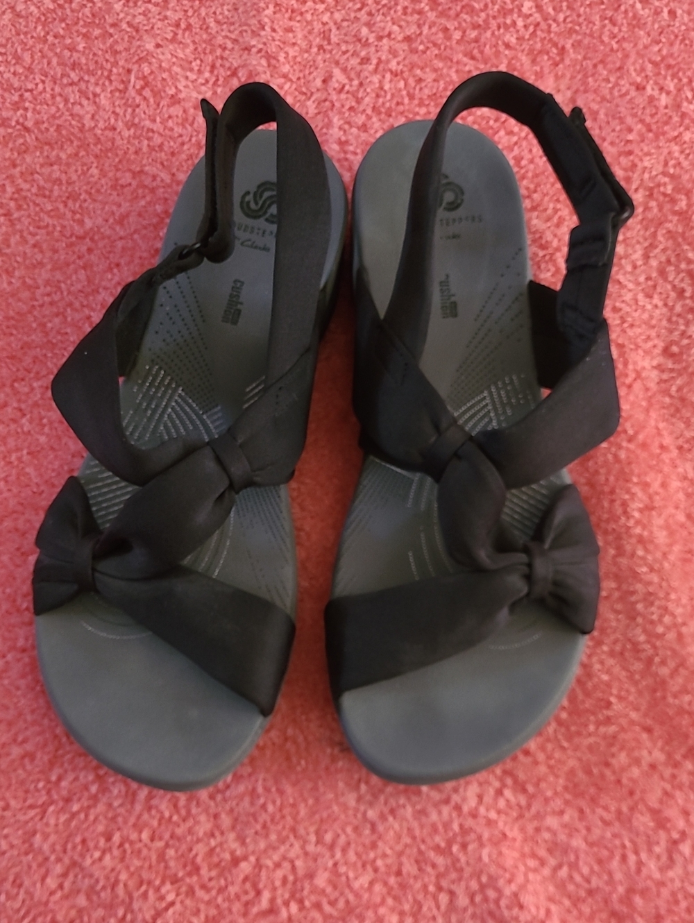 Clarks Cloudsteppers Arla Primrose Black Fabric Sandals Sz 9